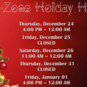 Nu-zone 2020 Holiday Hours